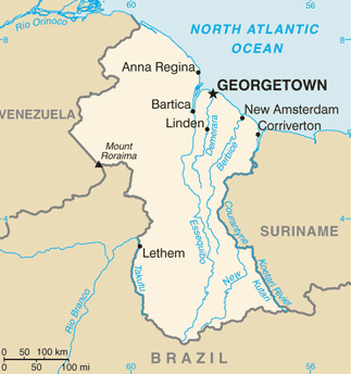 Guyana map/CIA