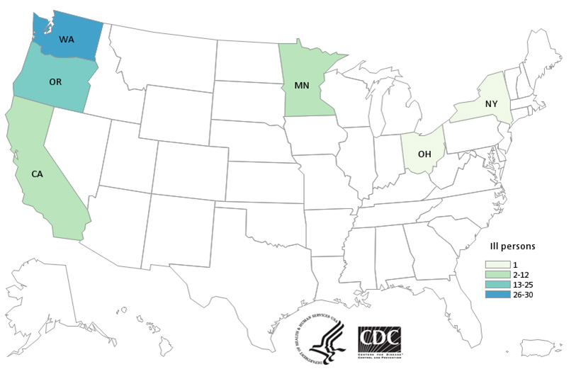 E. coli O26 Case Count map/CDC