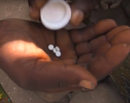 A person receiving medication for LF in Nigeria. Image/Carter Center video screen shot