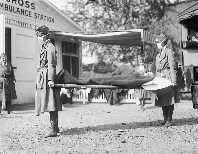 Demonstration at the Red Cross Emergency Ambulance Station in Washington, D.C., during the influenza pandemic of 1918 Image/Unnamed photographer for National Photo Company