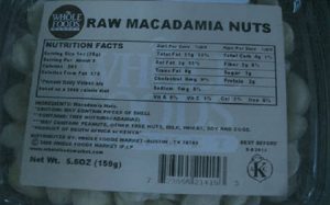 Whole Foods macadamia nuts/FDA