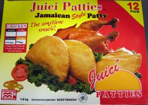 Juici Patties brand Jamaican Style unbaked Chicken Patty /CFIA