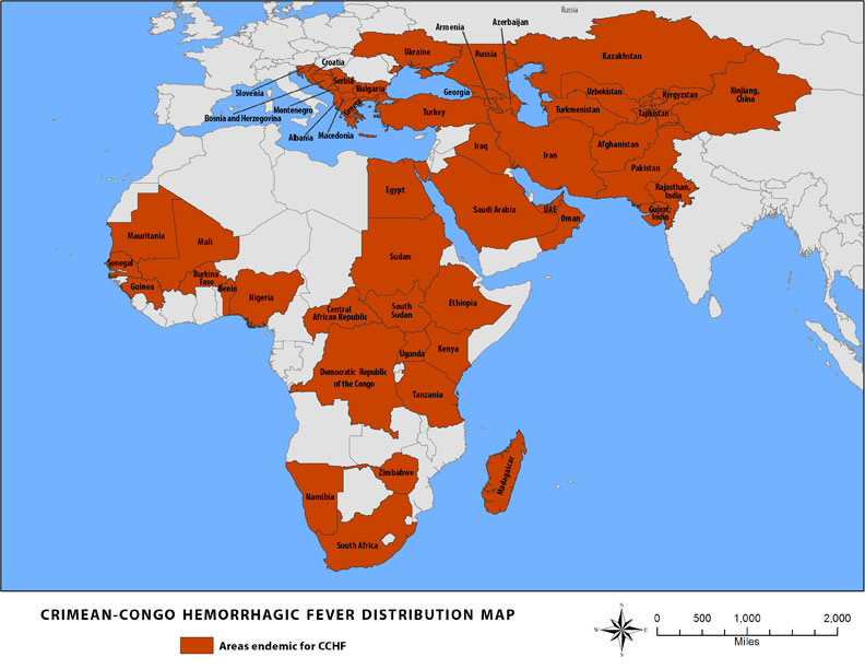 CCHF distribution map/CDC
