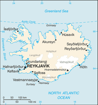Iceland map/CIA