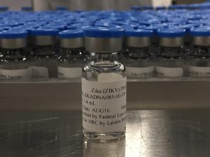 A vial of the NIAID Zika Virus Investigational DNA Vaccine. NIAID