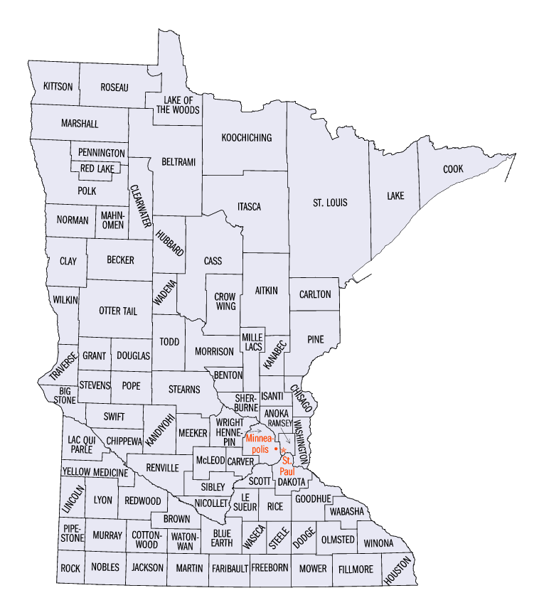 Minnesota counties map/US government