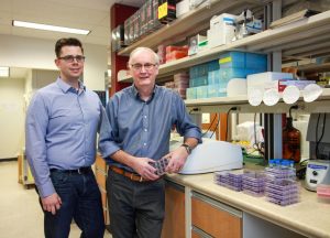 David Evans and Ryan Noyce have created a new synthetic virus they hope could lead to the development of a more effective vaccine against smallpox. Image/Melissa Fabrizio