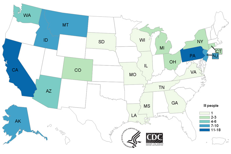 CDC E. coli map